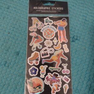 NEW pack of holographic stickers - rollerderby roller disco theme